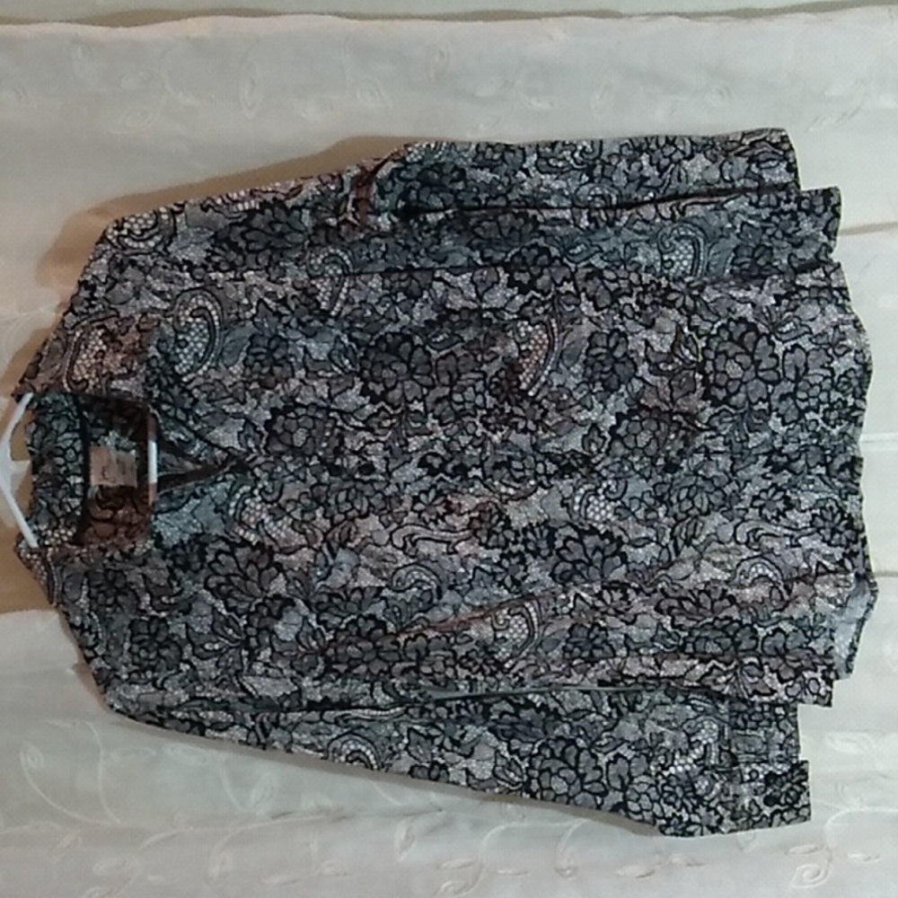 JMS just my size women's Blouse Tops size 1X (16W) ebony white  combo color EUC!